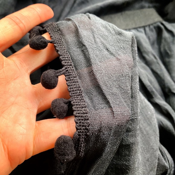 π€ TALL BLACK POM POM SLIT HIGH WAIST BEACH PANTS! - Picture 9 of 11